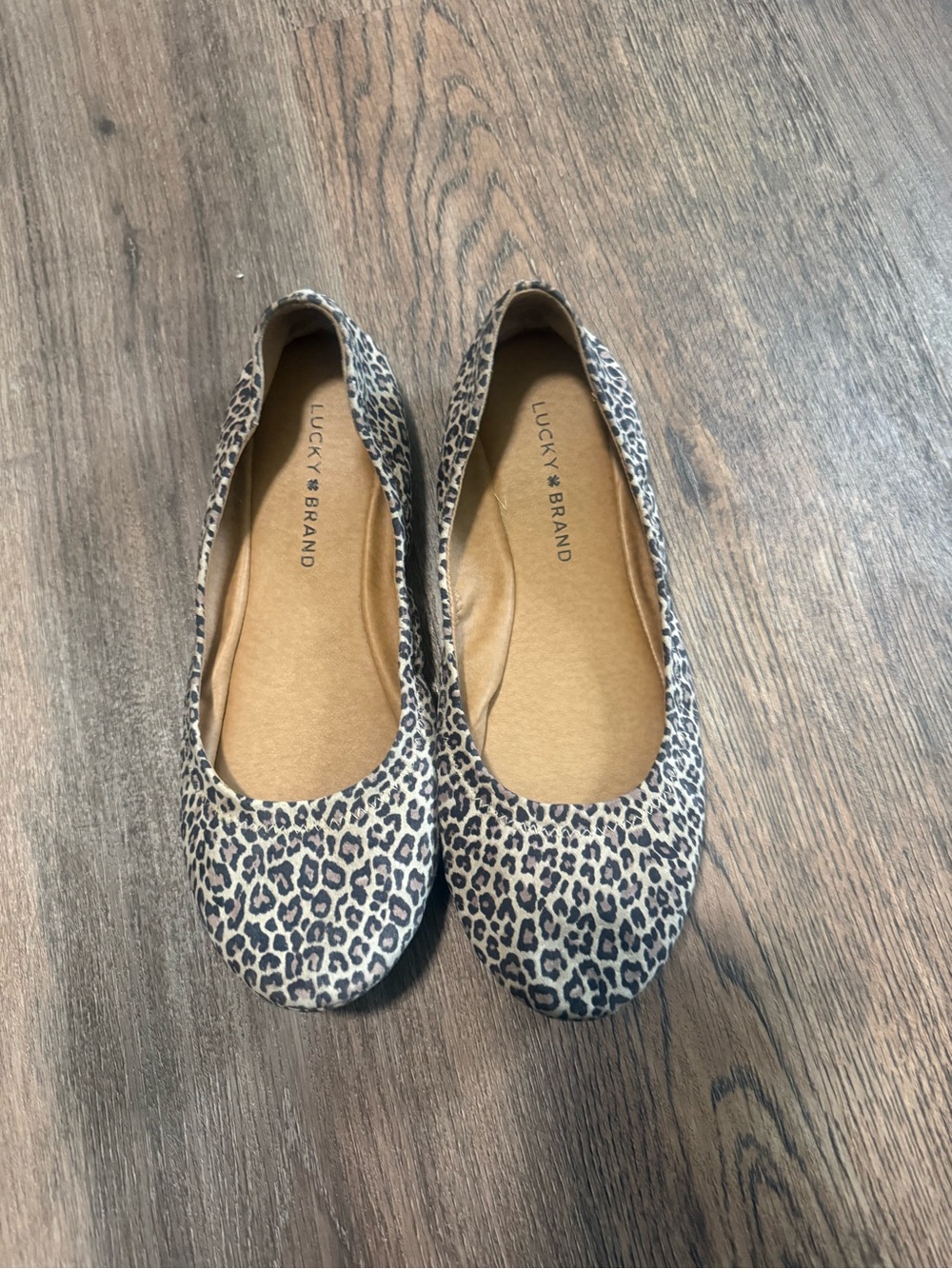 Lucky Brand Leopard-Print Ballet Flats in Beige and Black
